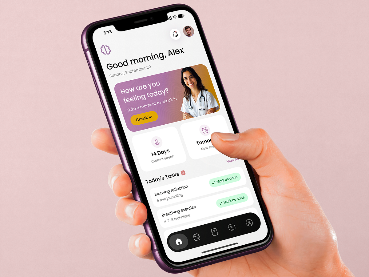 Mental Health App UI Design – Mindra Image 1