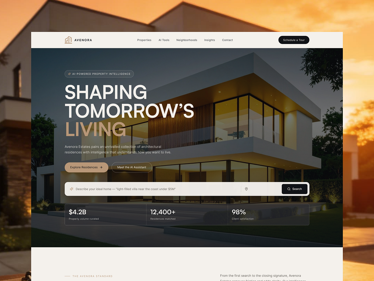 AVENORA ✨ AI-Powered Real Estate Website Design