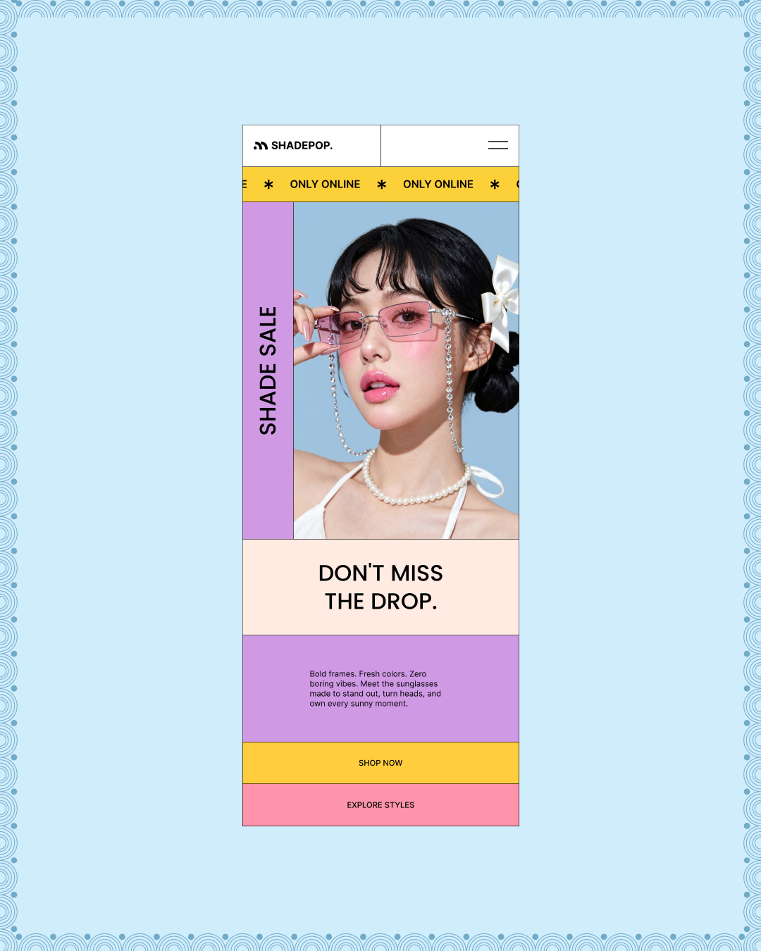 SHADEPOP - Modern Sunglasses eCommerce Website Design Image 1