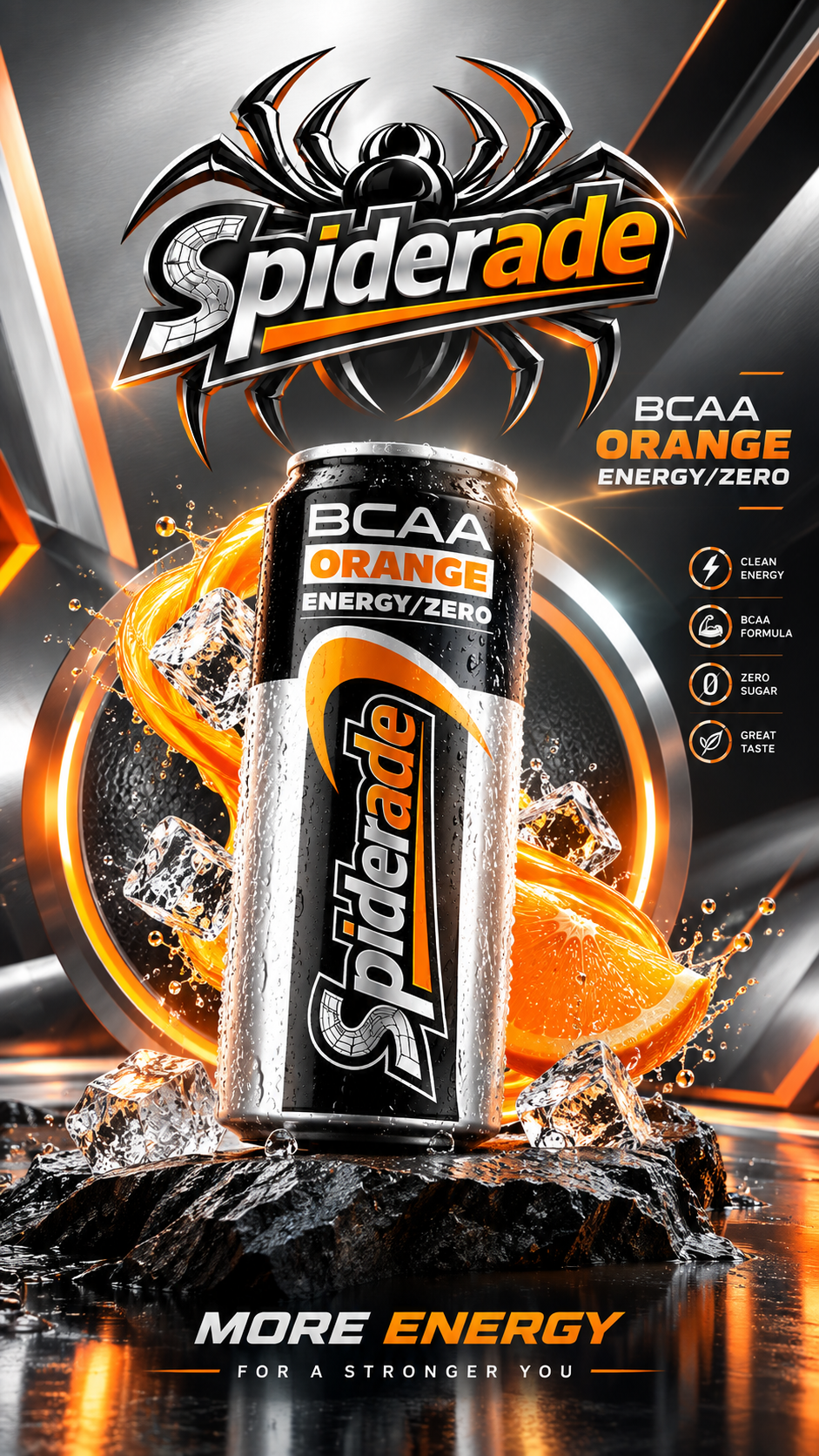 SPIDERADE BCAA ORANGE — Redefining Energy Through Bold Visuals Image 0