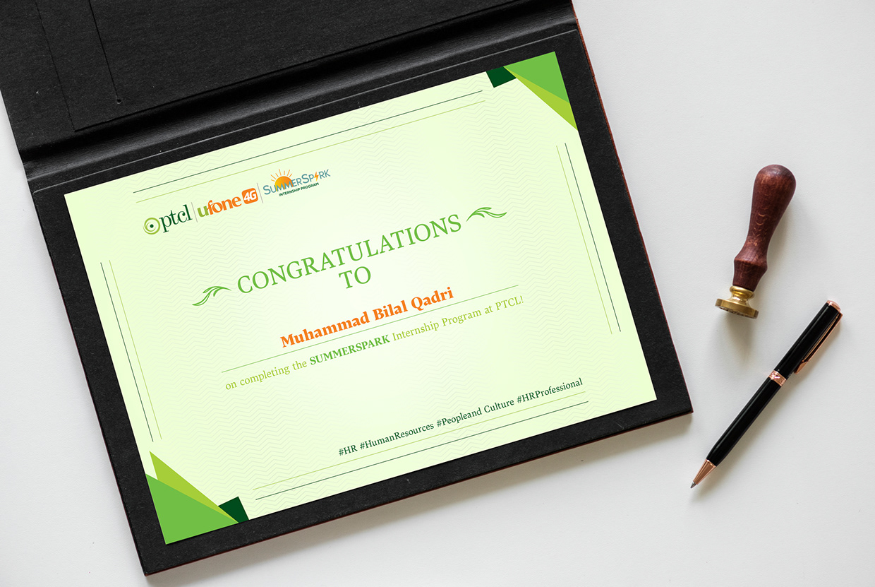 PTCL & Ufone 4G | Summer Spark Internship Certificate