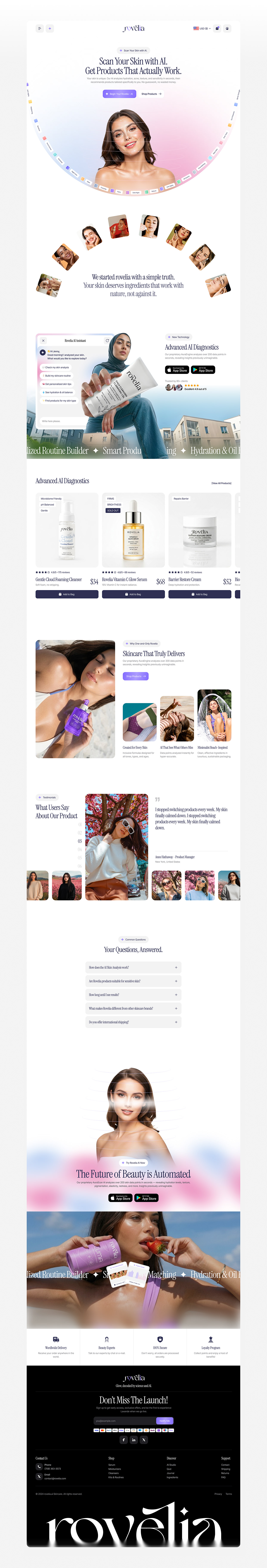 Rovelia - Skincare AI & E-Commerce Web Design Image 8