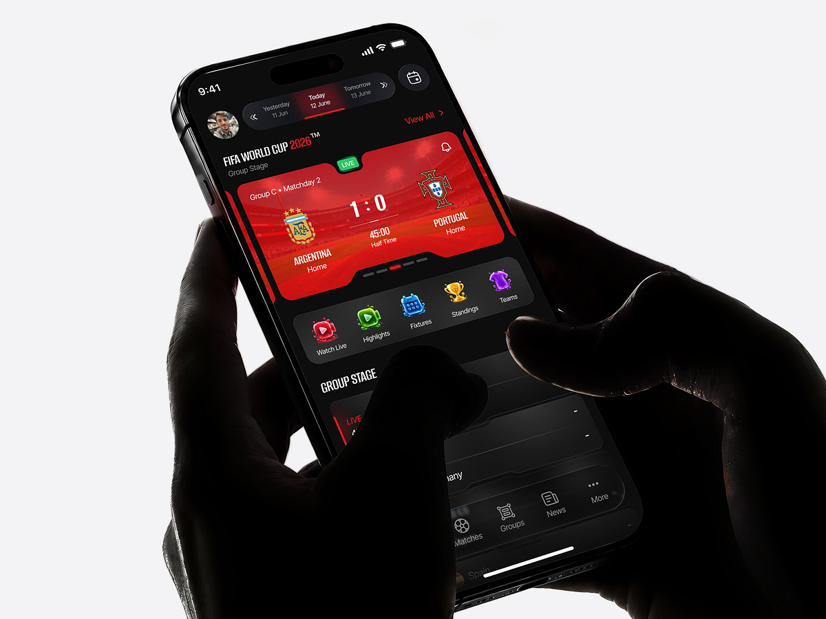 Live Football Watch Mobile App | Fifa 2026 | UI/UX Design Image 3