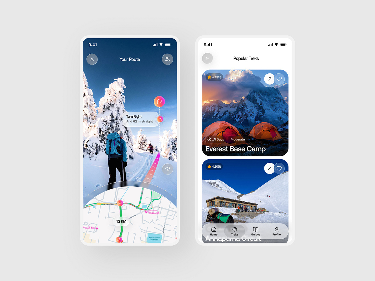 Live Mountain Hiking Map | Travel Booking | Mobile App UI/UX