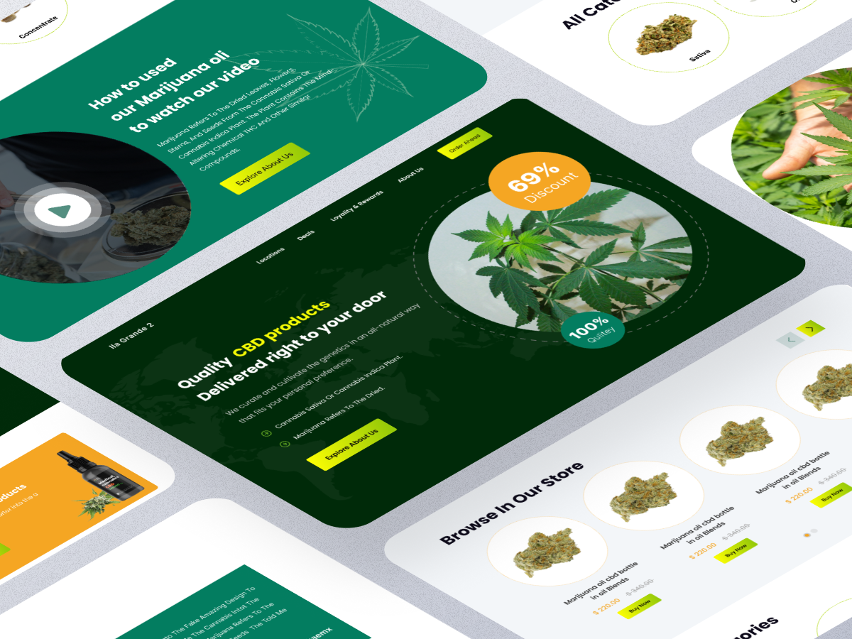 Cannabis E-Commerce Store Landing Page Design Concept v3