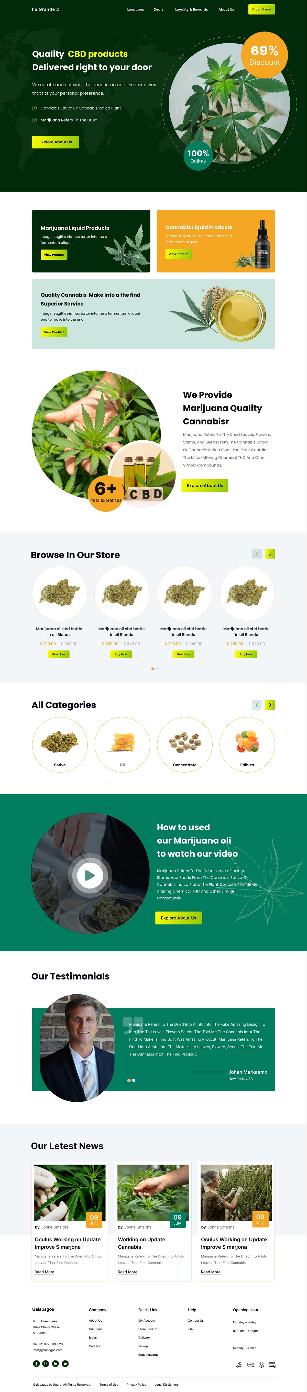 Cannabis E-Commerce Store Landing Page Design Concept v3 Image 0