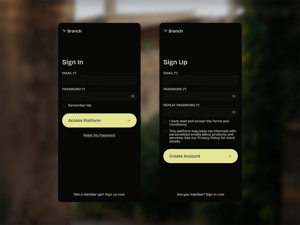 Branch Platform - SignIn/SignUp