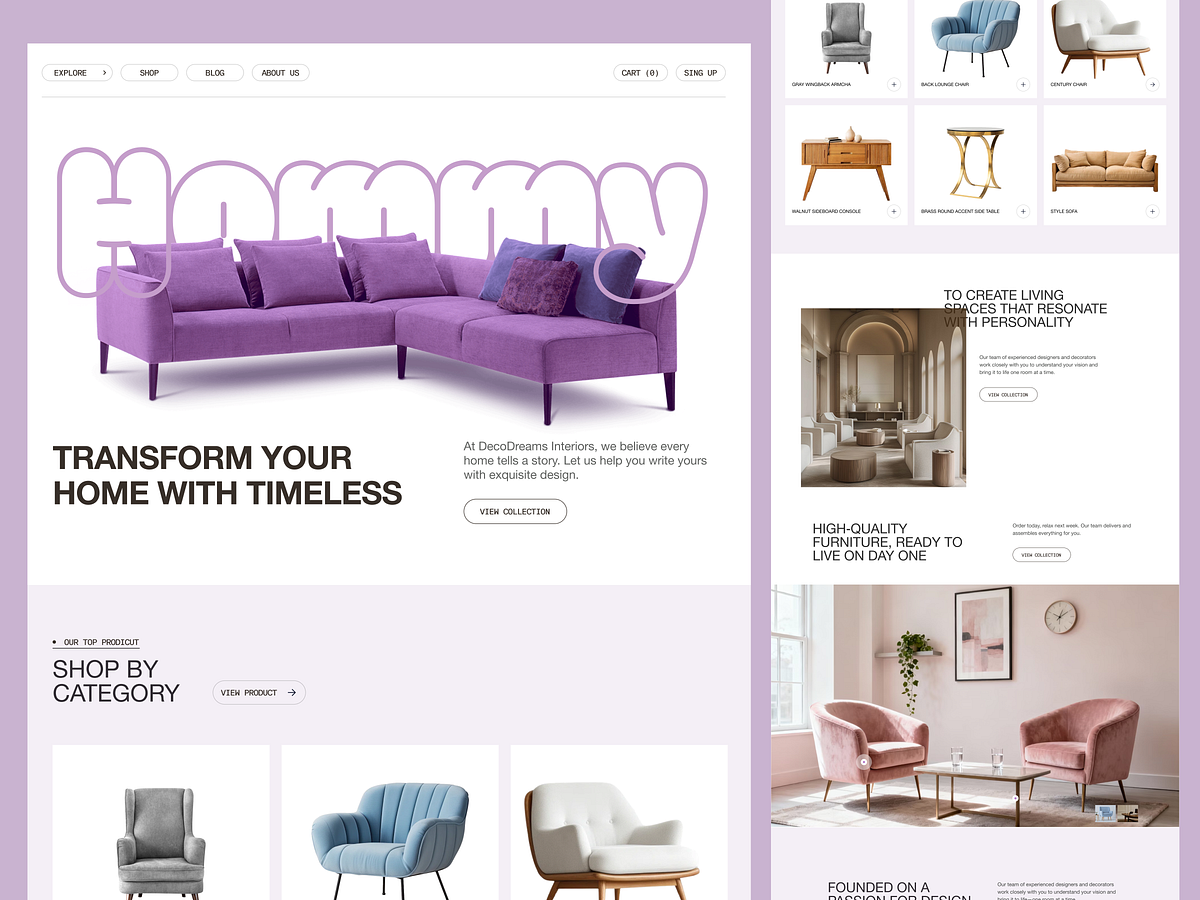 Ecommerce Homey Landing Page | DecoDreams Interiors