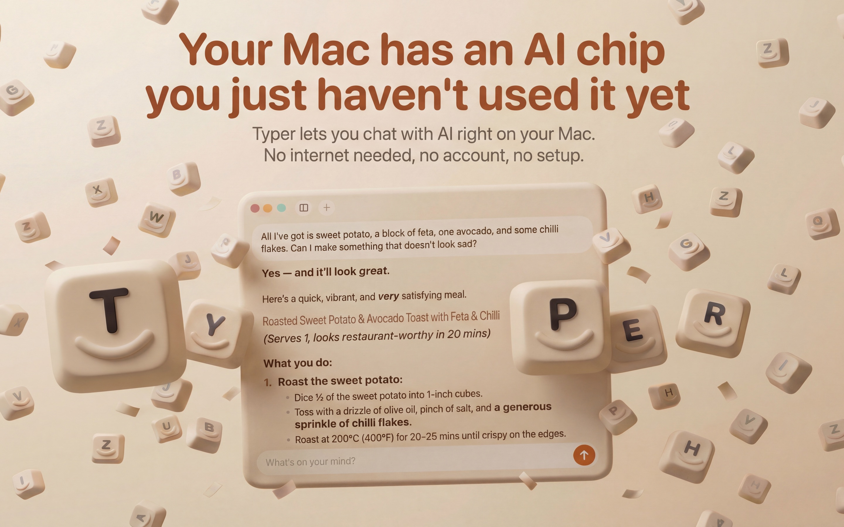 Typer. A free Private AI app for Mac. No Account, No Limits
