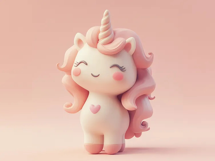 Cute Cartoon 3D Design| Smiling 3D Pastel Unicorn