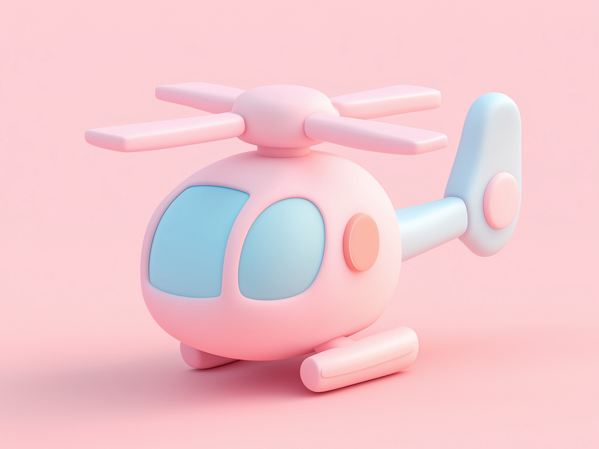 Pastel 3D Helicopter Design | Cute Pink Pastel Helicopter