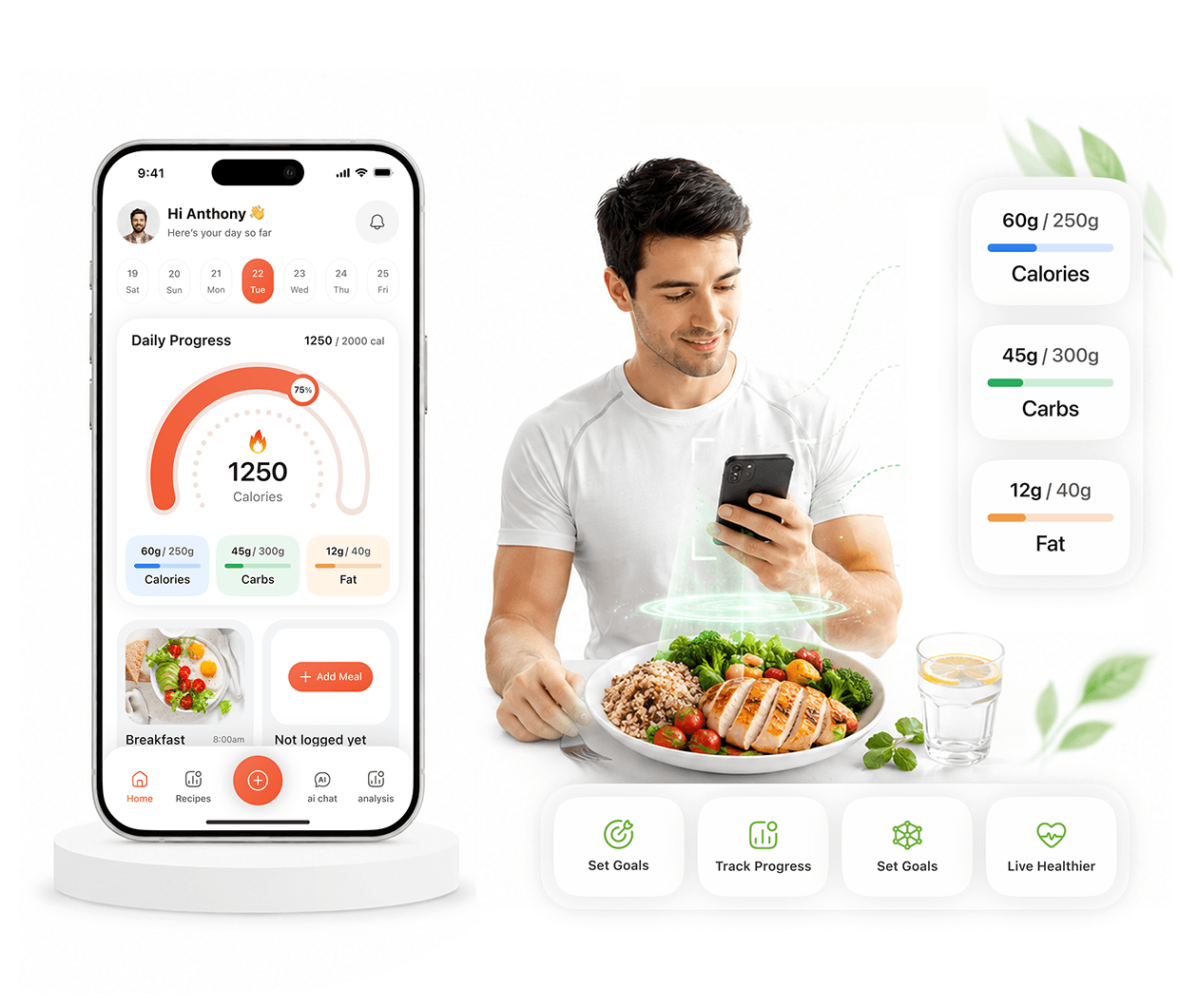 AI Food Calorie Tracker App UI/UX - Nutrition & Fitness Image 1