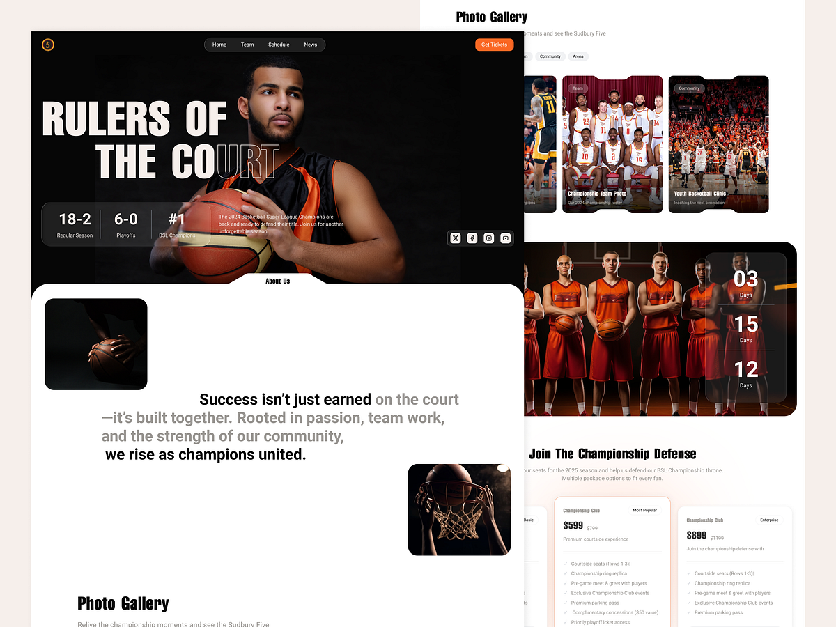 Basketball Team Website — Championship Sports Web Design