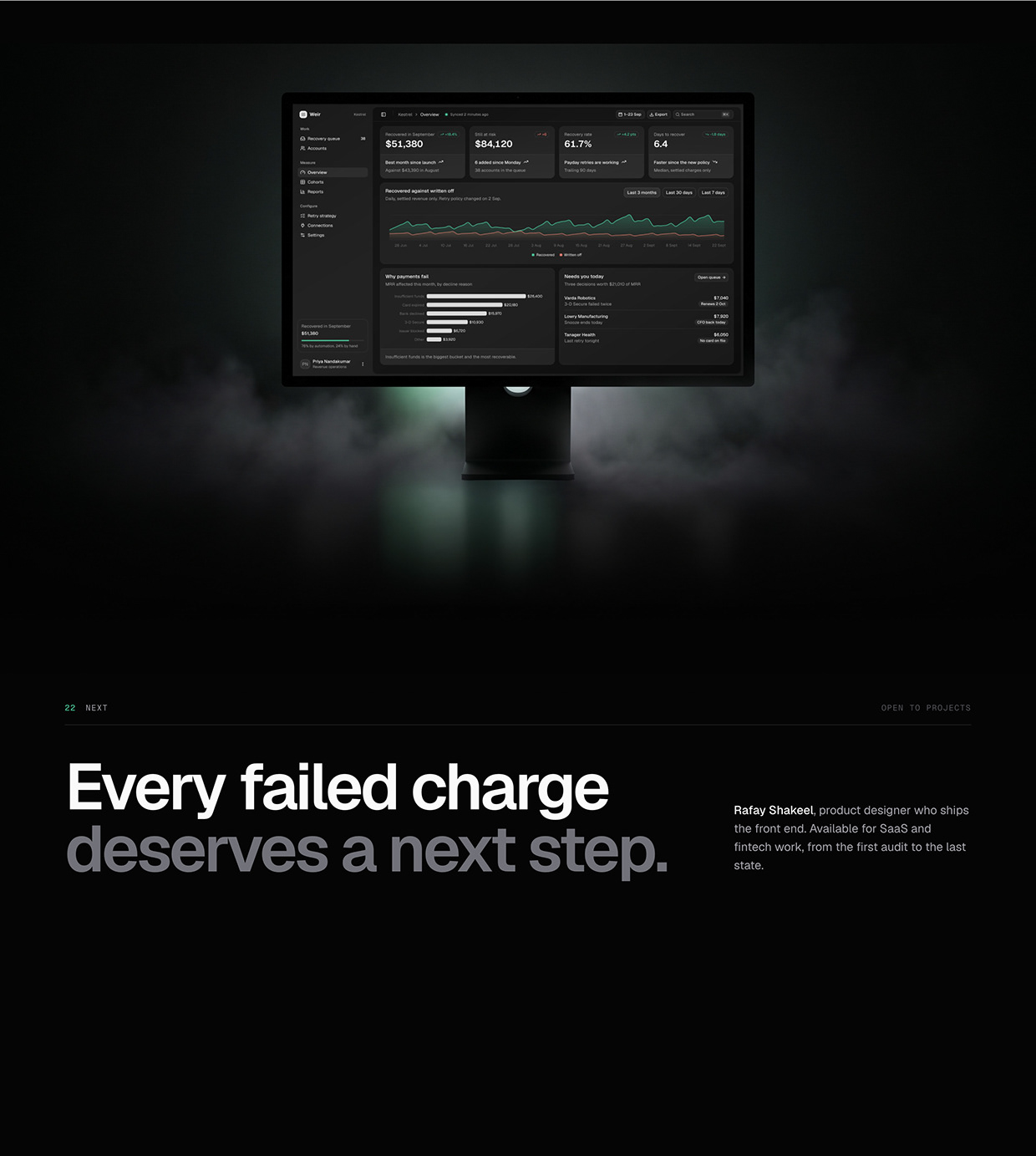 Weir — Revenue Recovery Dashboard for SaaS Image 19