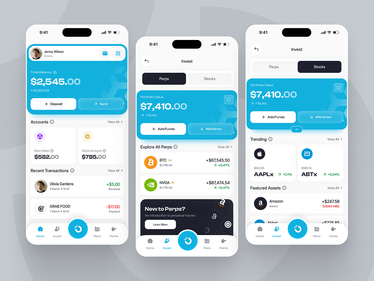 Personal Finance Investment Mobile App Design
