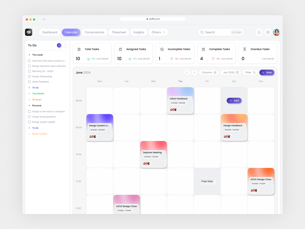 TaskFlow – Calendar & Task Management Dashboard