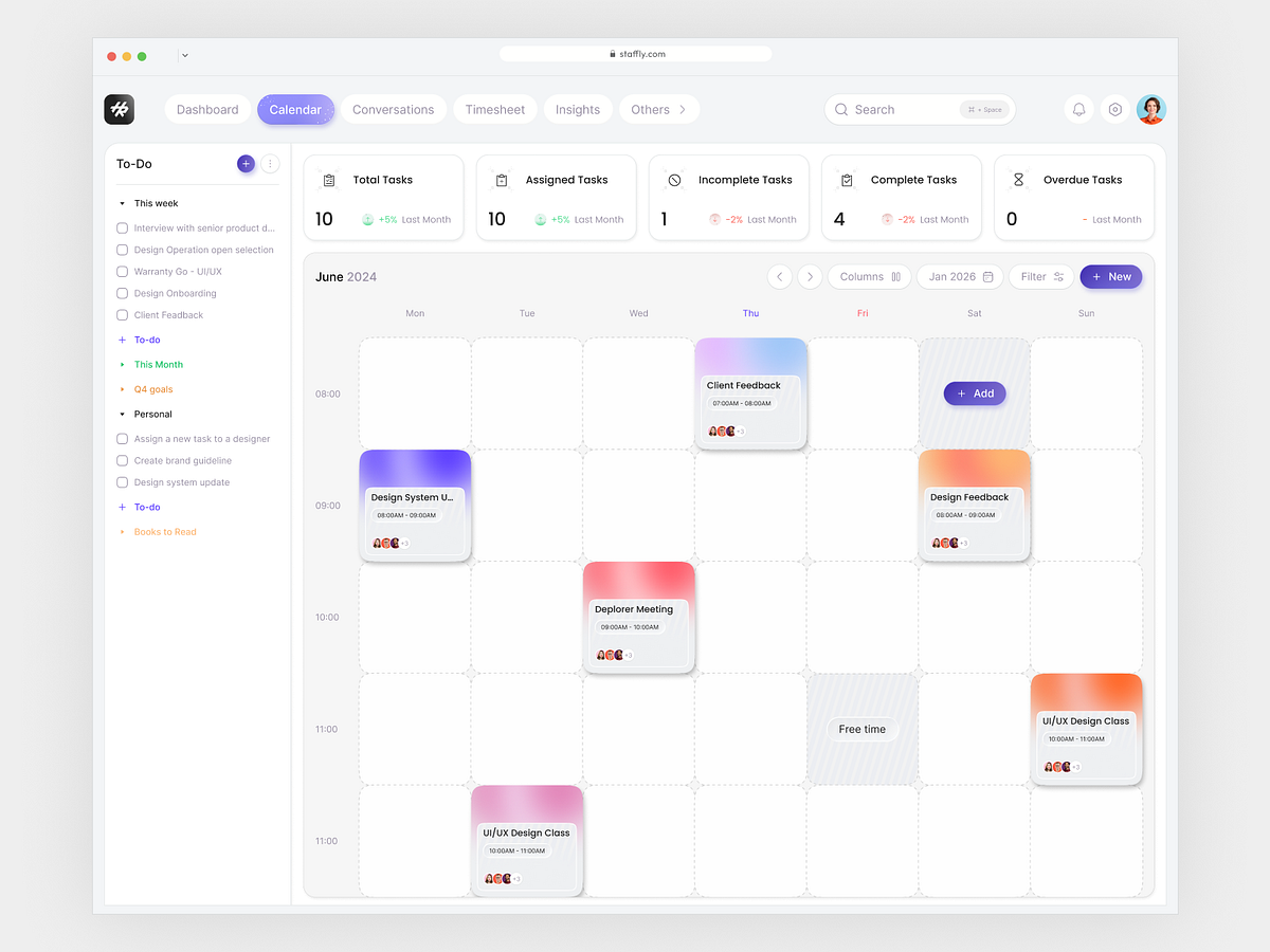 TaskFlow – Calendar & Task Management Dashboard Image 0