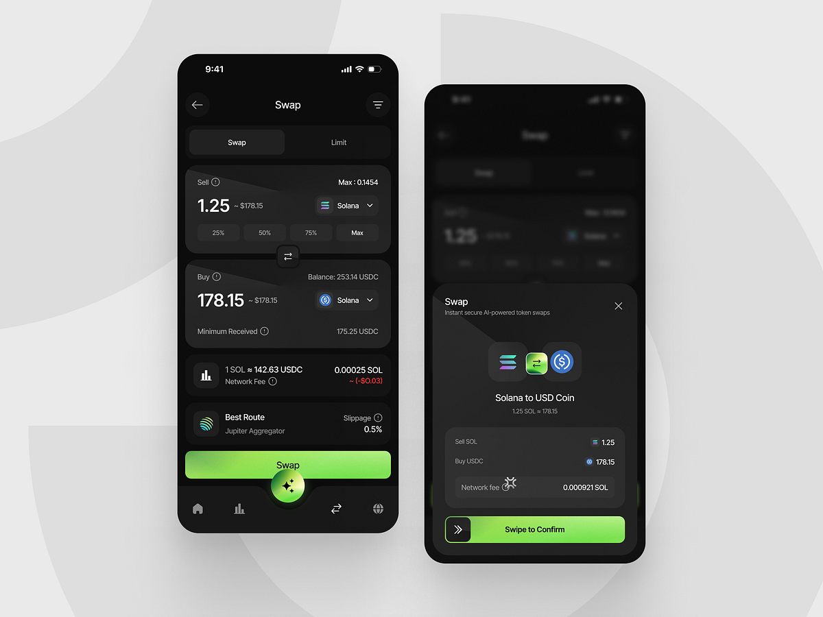 Solana Crypto Wallet — Swap & Web3 Finance App UI/UX Image 0