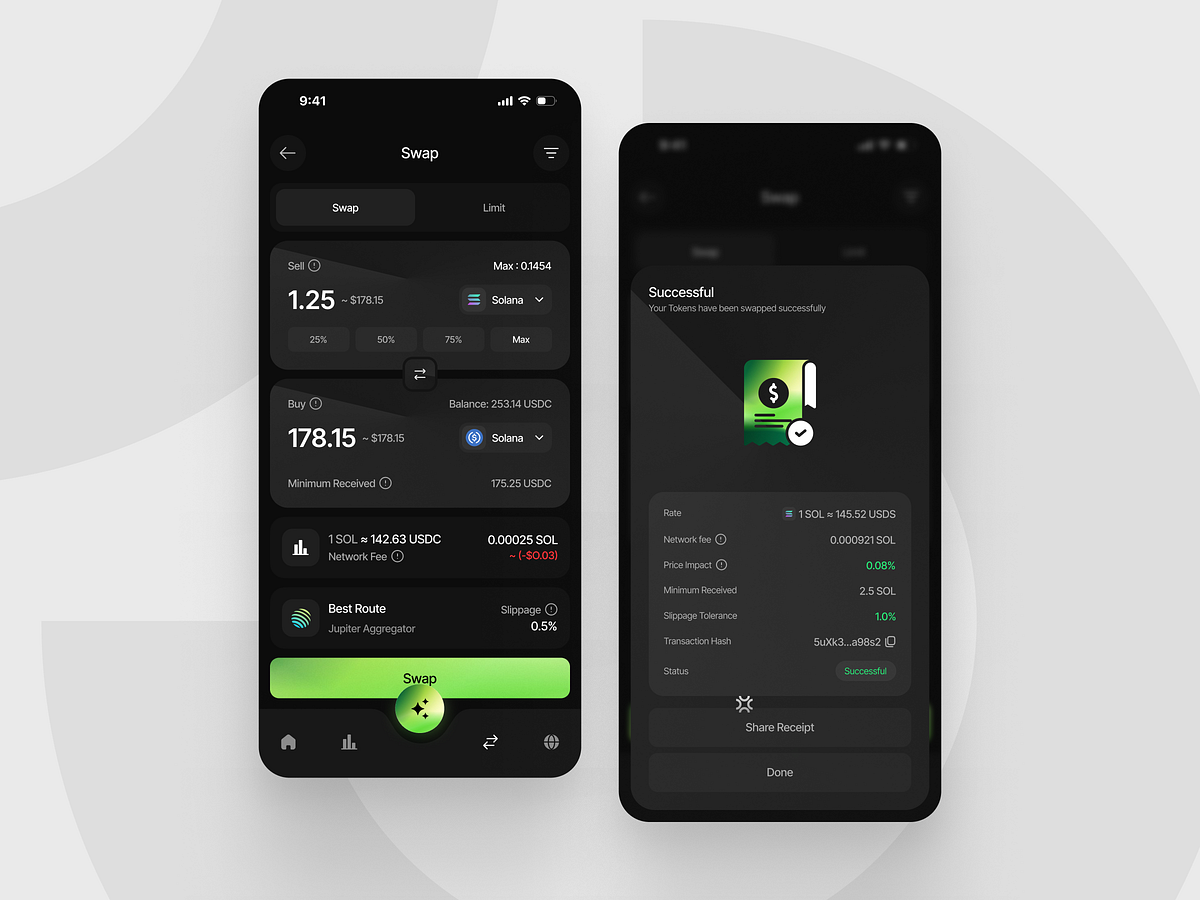 Solana Crypto Wallet — Swap & Web3 Finance App UI/UX Image 1
