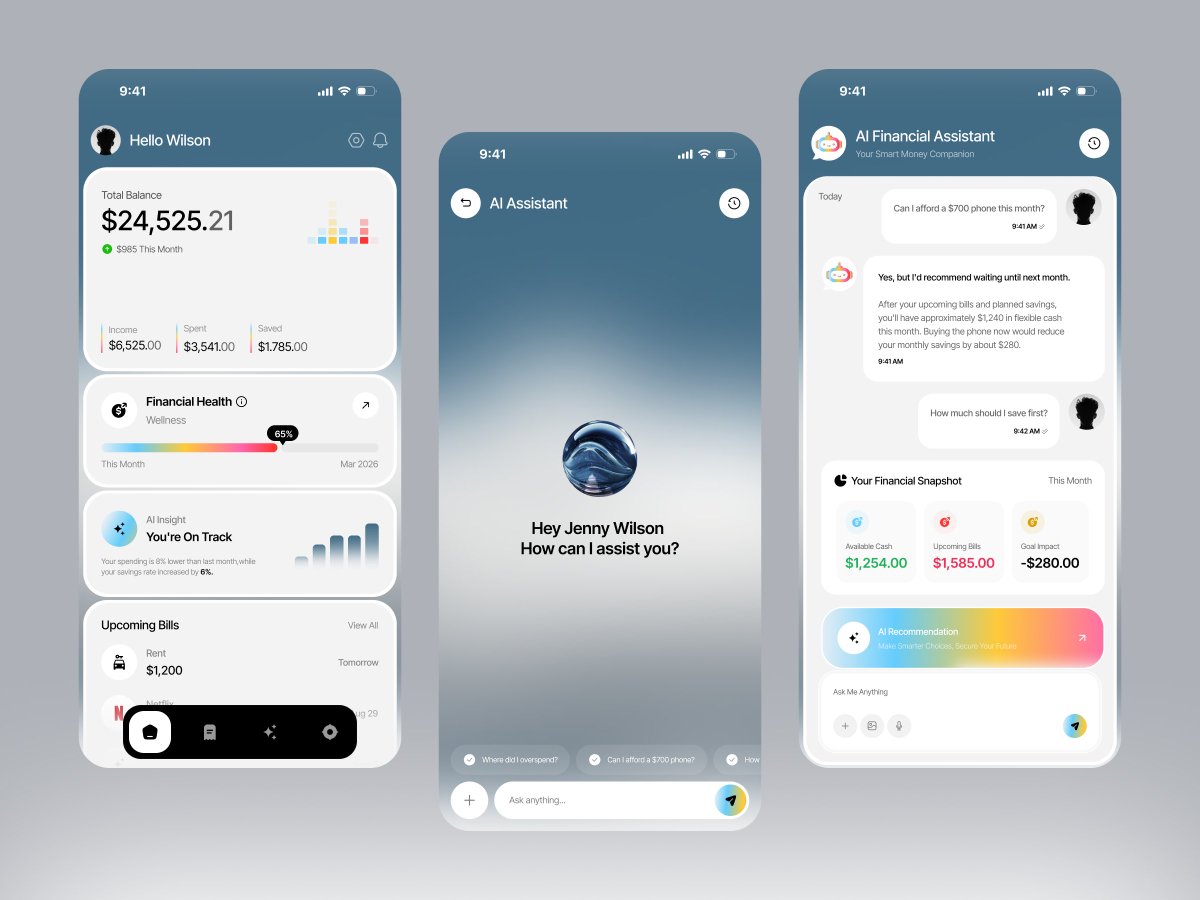 AI Finance Personal Money Assistant Mobile App UI Design