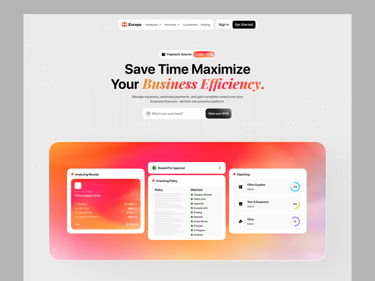AI Business Spend Management SaaS Landing Page UI/UX Design