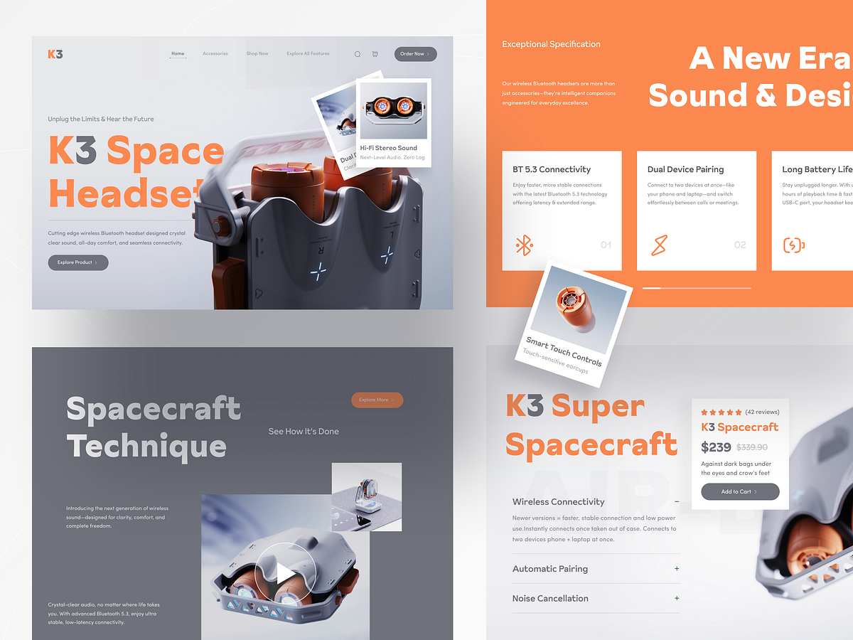 Air Buds :  K3 Wireless Bluetooth Headset Website Design Image 0