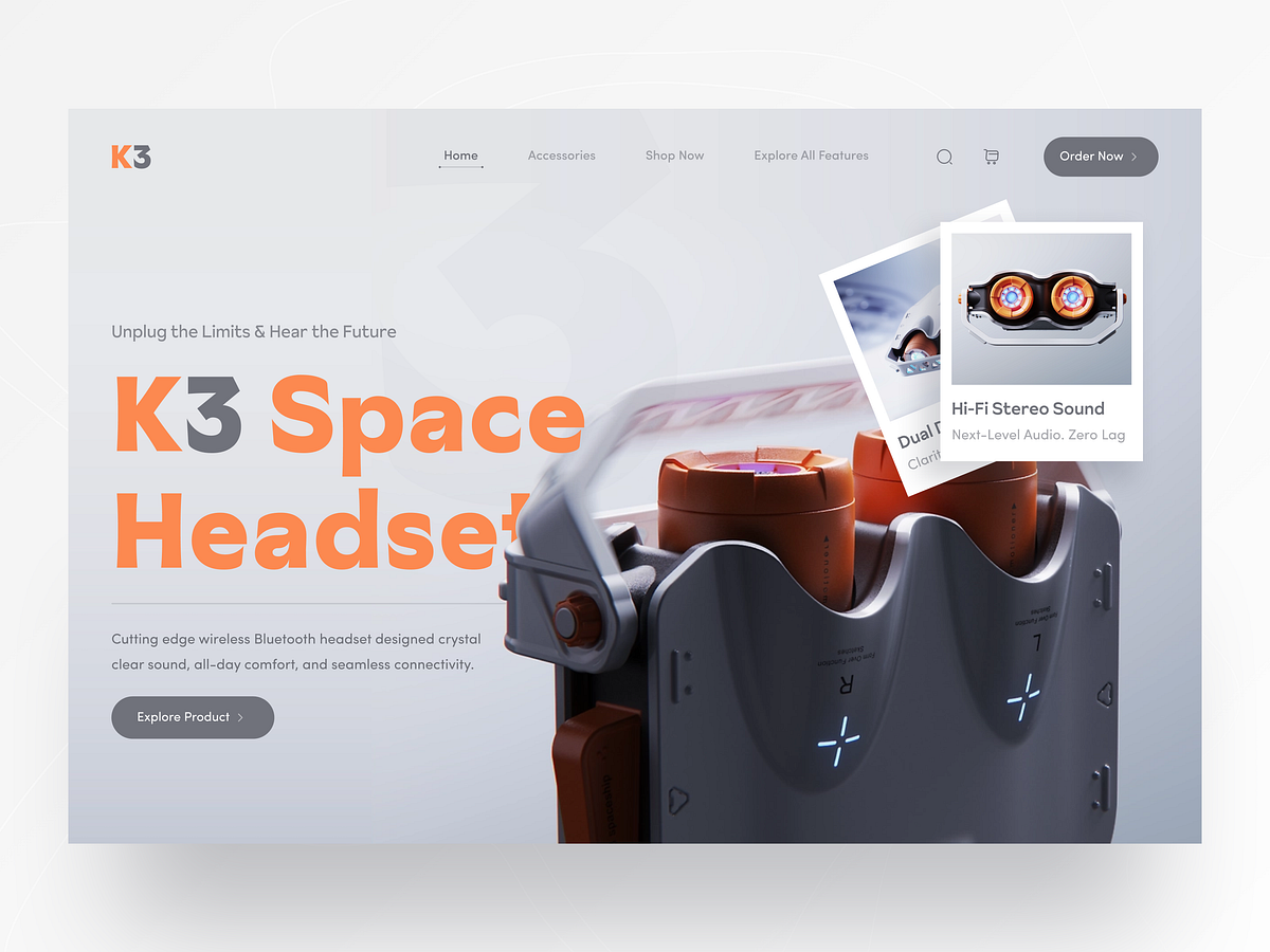 Air Buds :  K3 Wireless Bluetooth Headset Website Design Image 1
