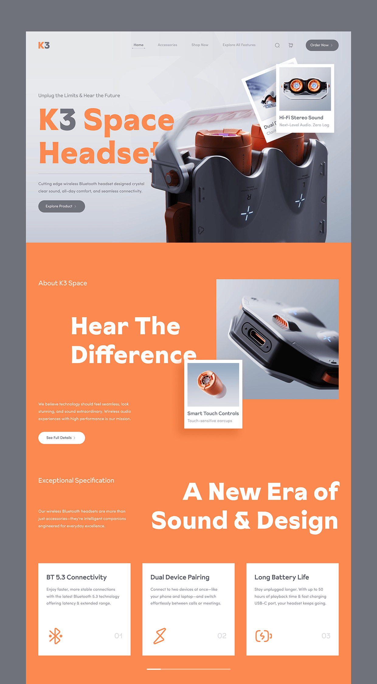 Air Buds : K3 Wireless Bluetooth Headset Website Design Image 2