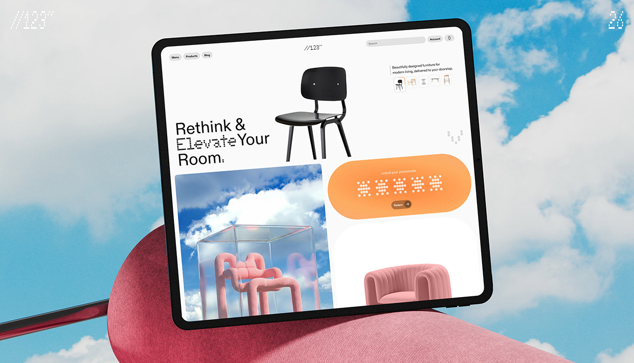 //123" — Furniture E-commerce UX/UI & Branding Design