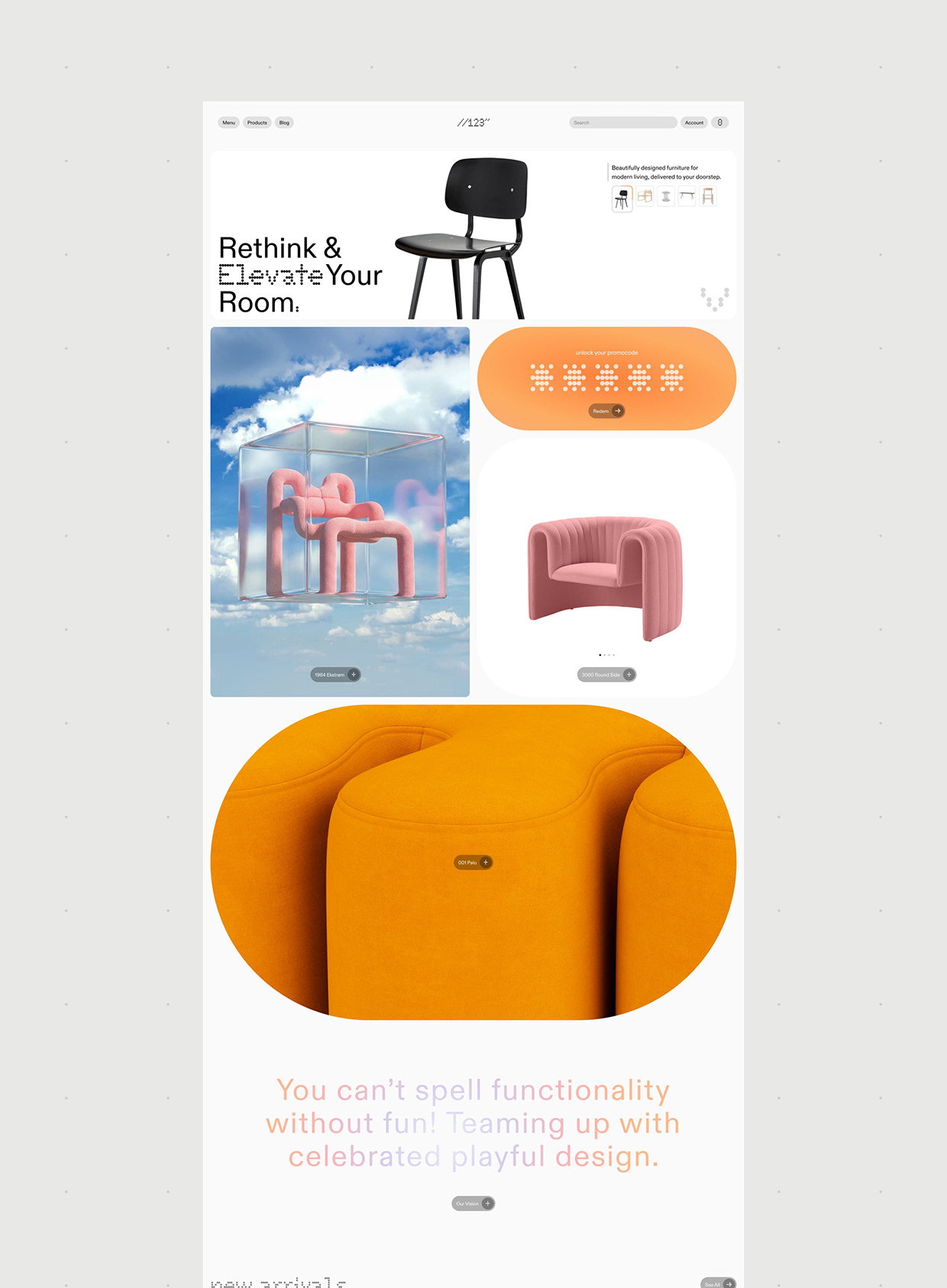 //123" — Furniture E-commerce UX/UI & Branding Design Image 2