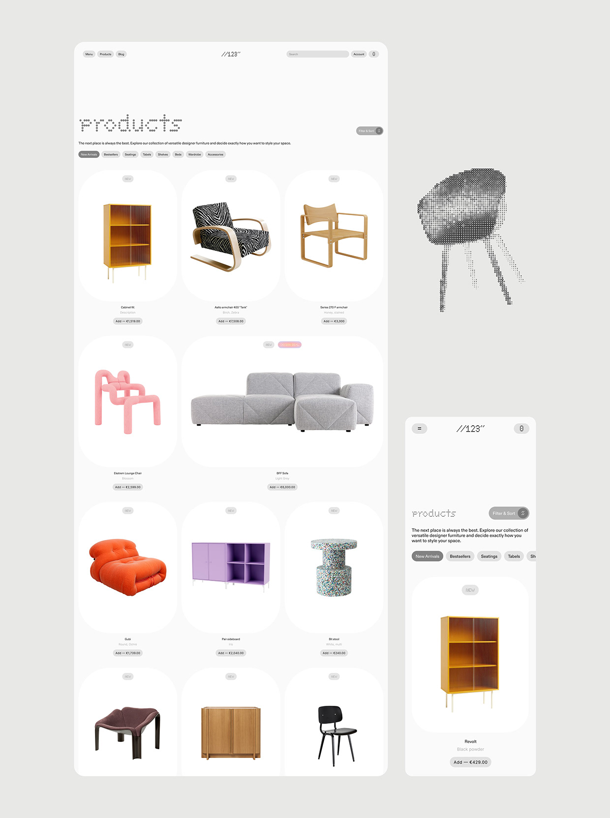 //123" — Furniture E-commerce UX/UI & Branding Design Image 7