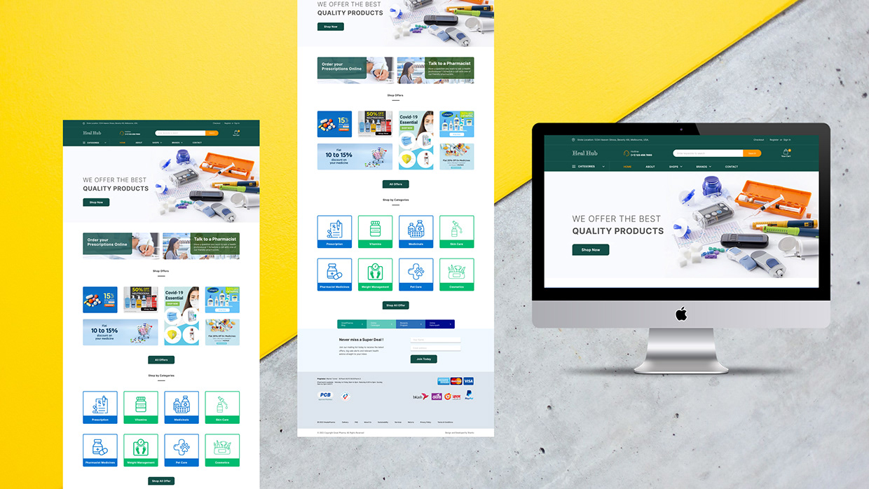 HealHub – Modern Pharmacy eCommerce Website UI Design Image 0