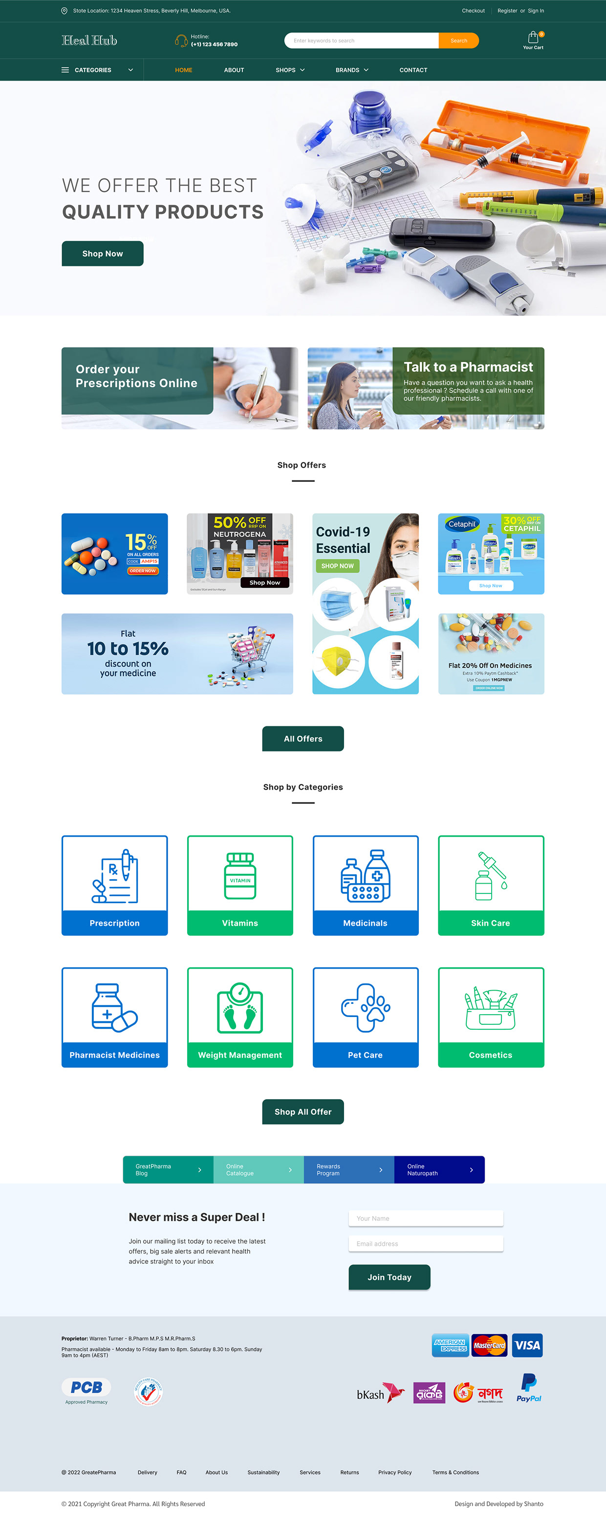 HealHub – Modern Pharmacy eCommerce Website UI Design Image 1