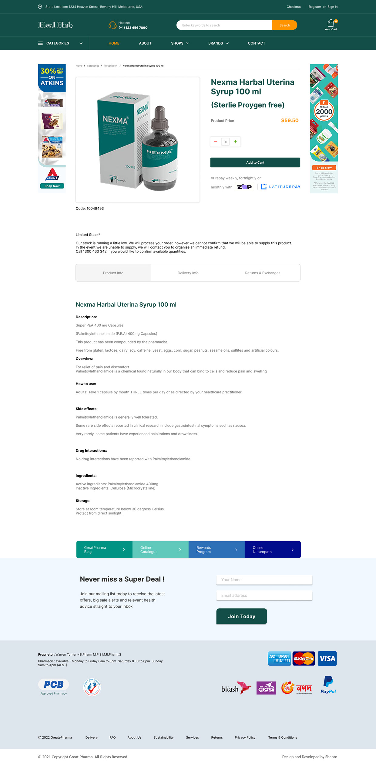HealHub – Modern Pharmacy eCommerce Website UI Design Image 3