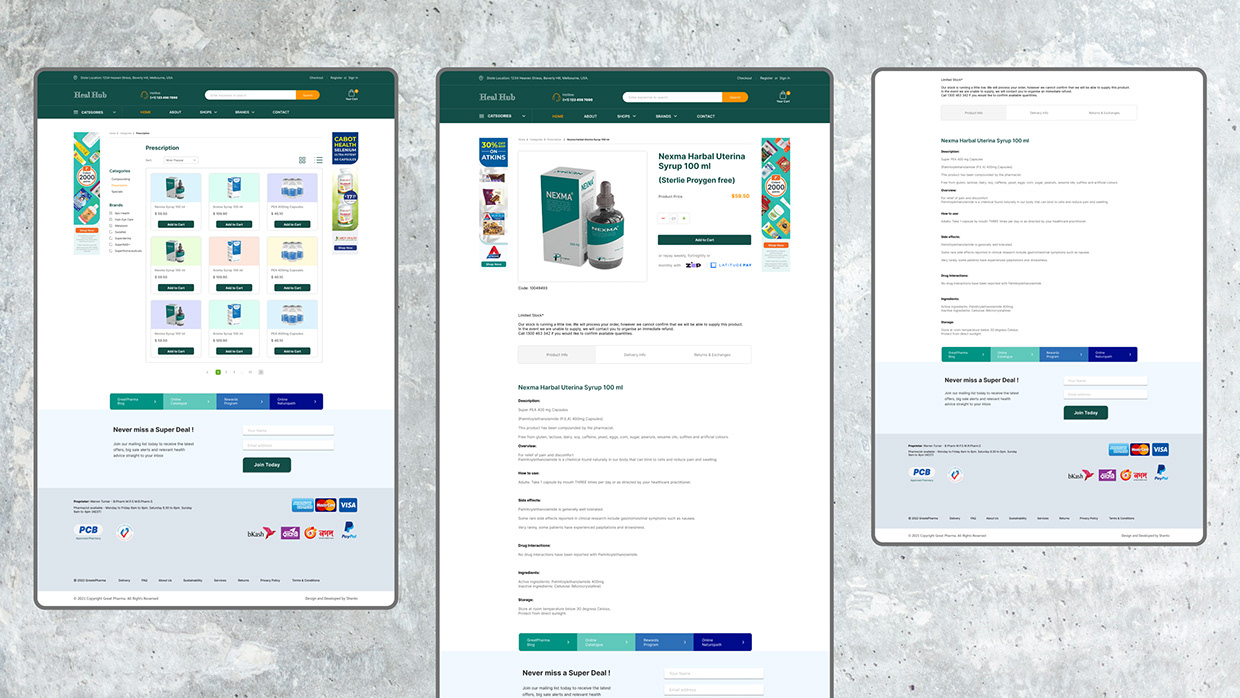 HealHub – Modern Pharmacy eCommerce Website UI Design Image 4