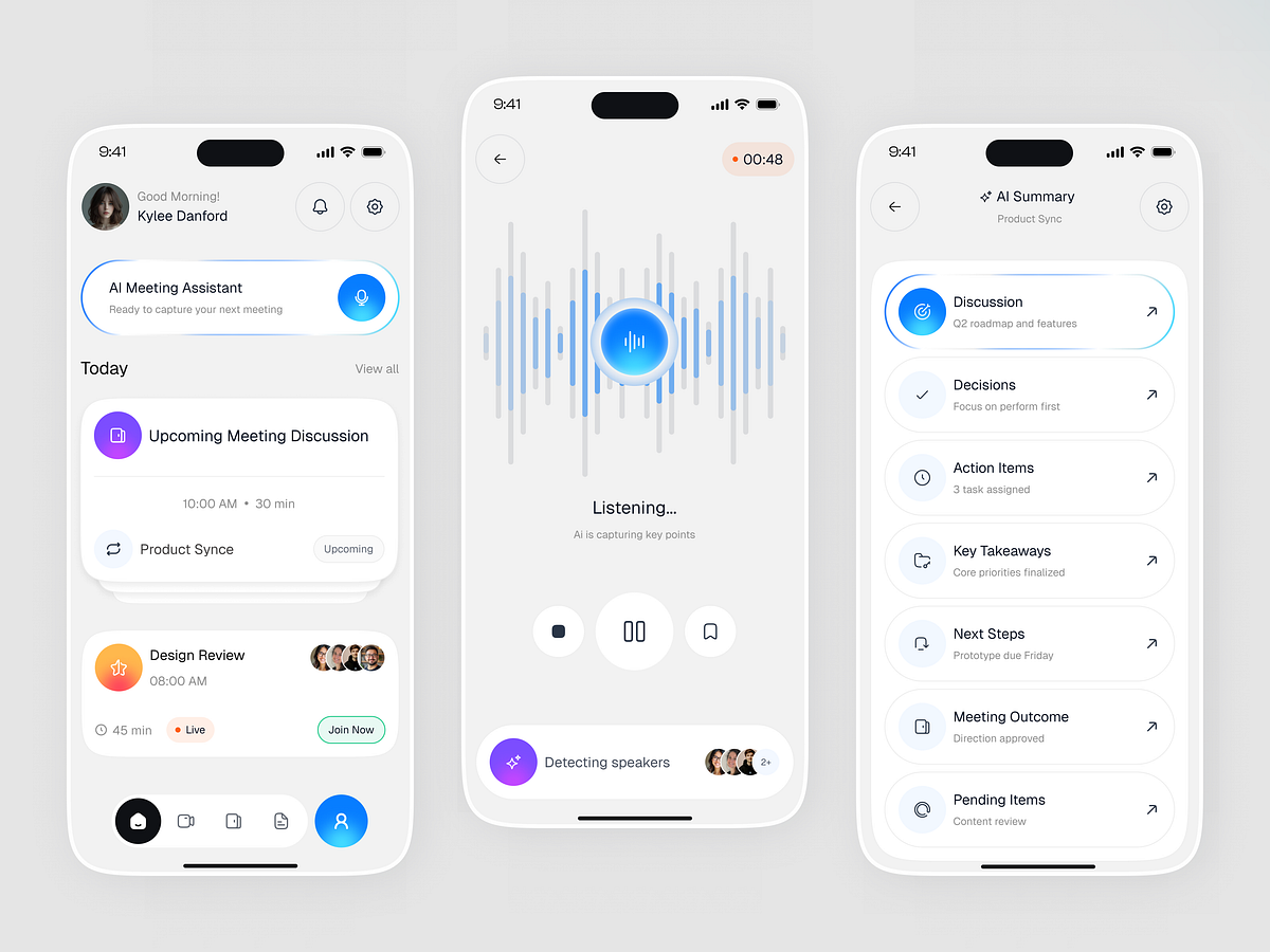 AI Meeting Memory App UI