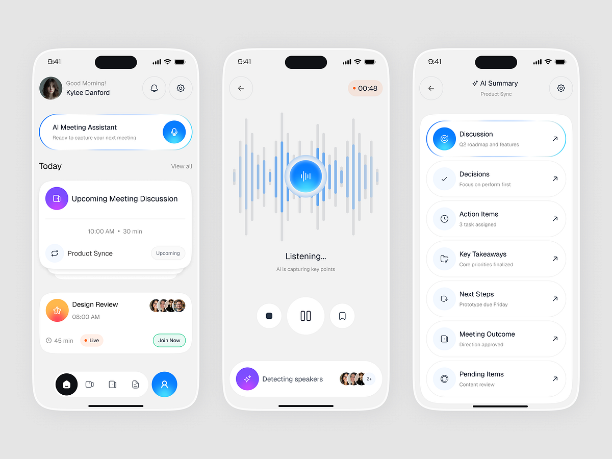 AI Meeting Notes & Summary App UI Image 0