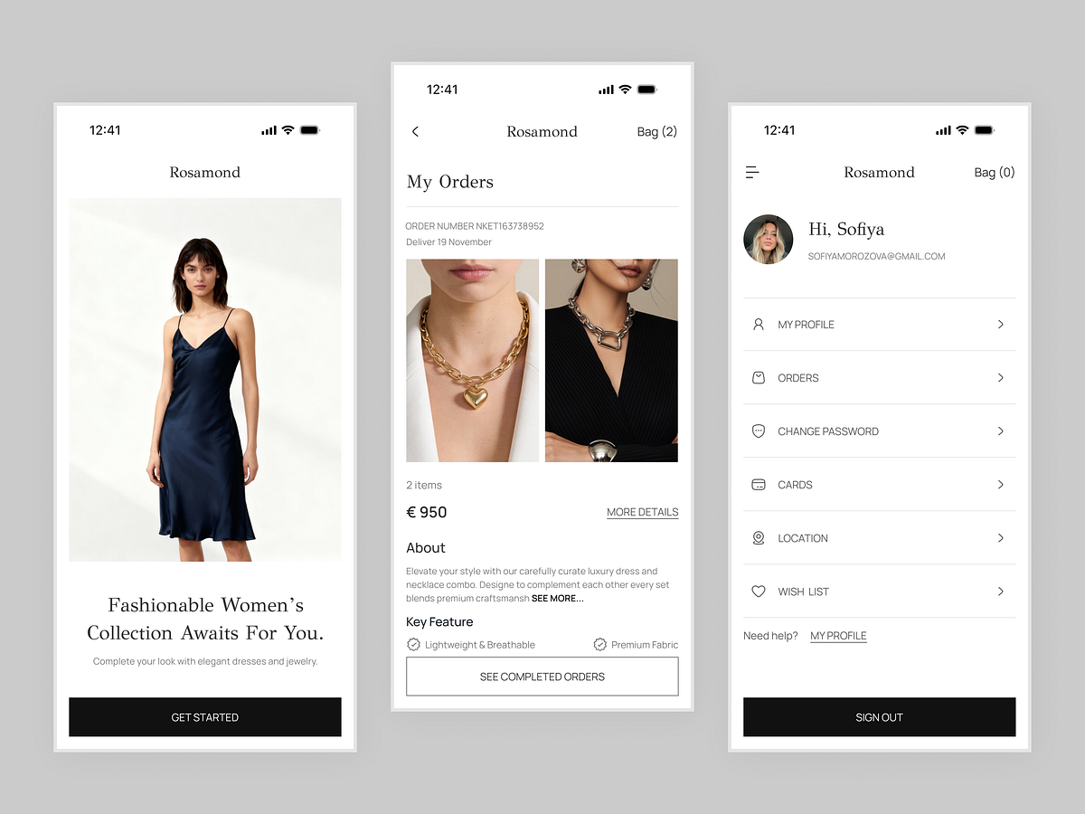 Minimal Fashion Shopping App UI