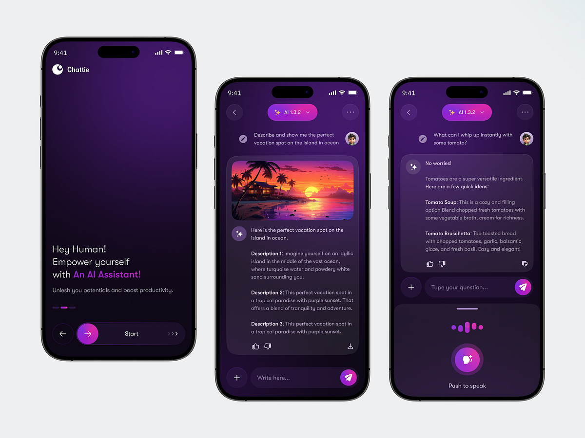AI Assistant & Image Generator App UI