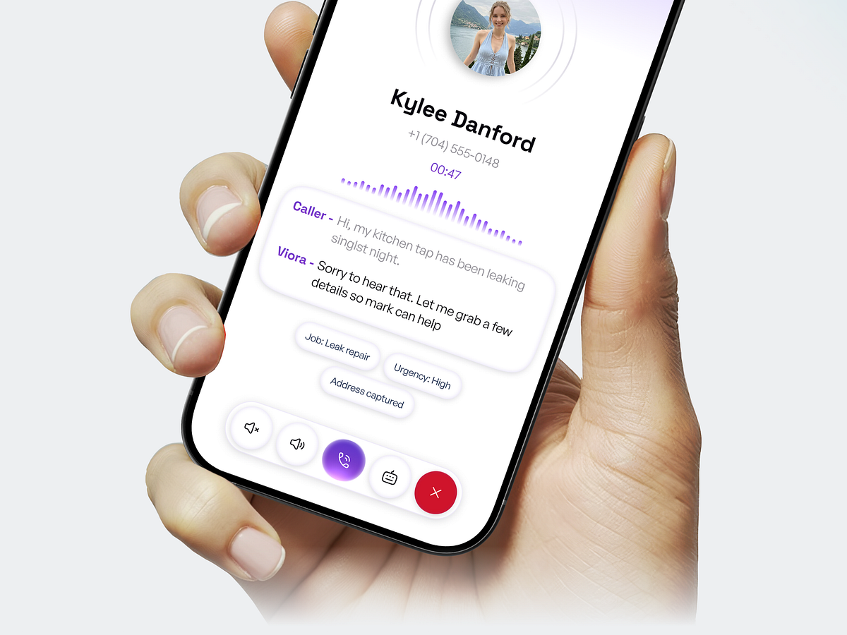 AI Receptionist Call Assistant Mobile UI