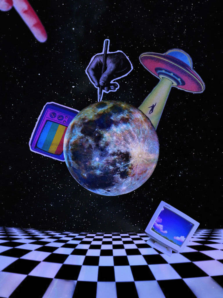 Random Space And Moon Design Image 0