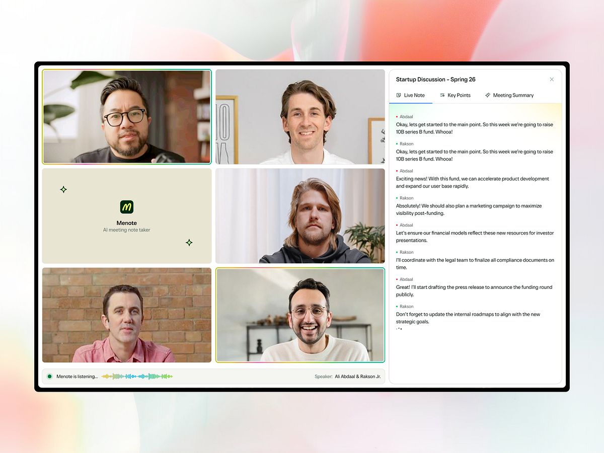 Menote - AI Meeting Note Taker & Live Transcription SaaS UIUX Image 2