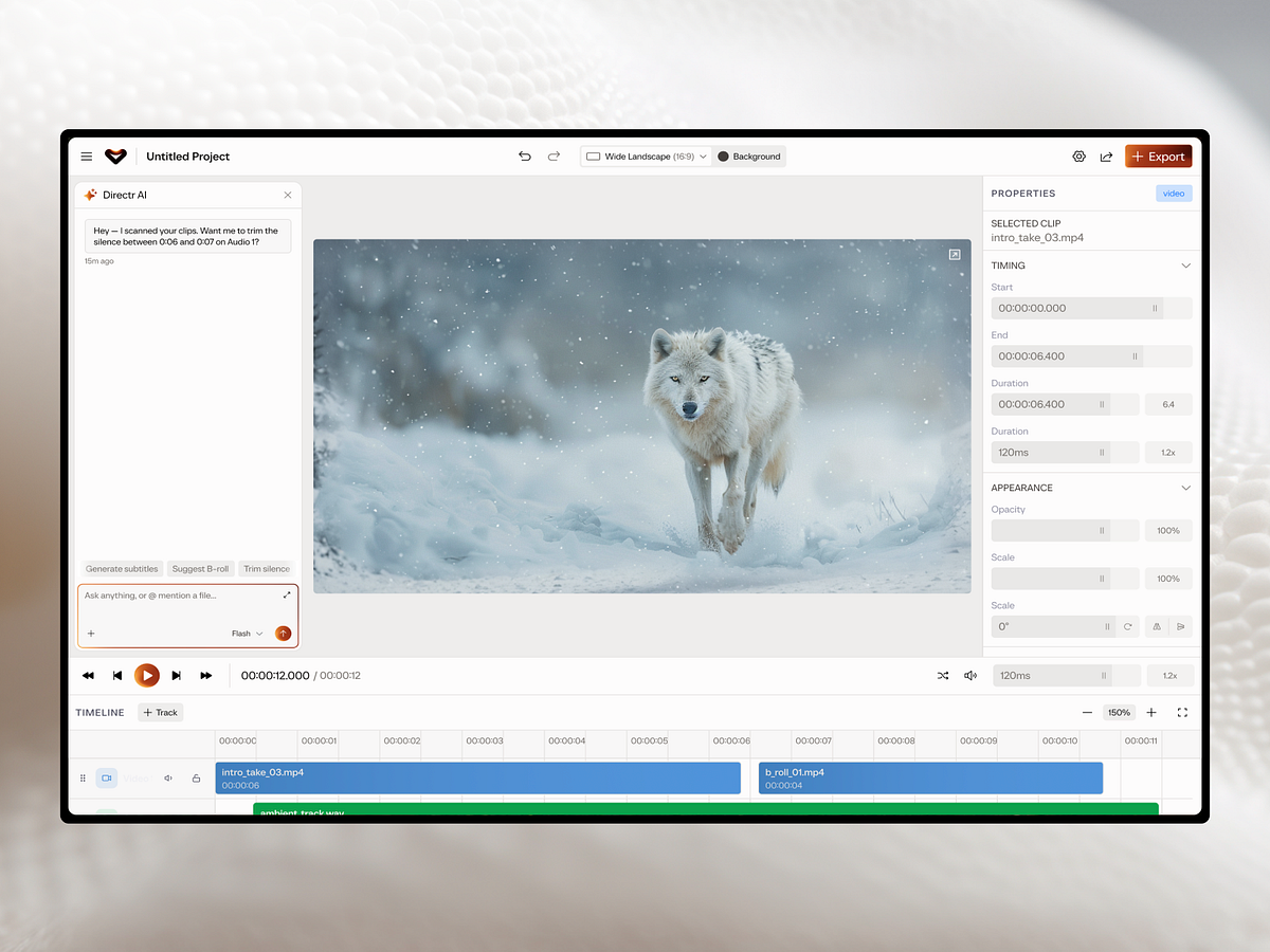 Directr - AI Video Editor Dashboard UI/UX Design | SaaS Web App Image 1