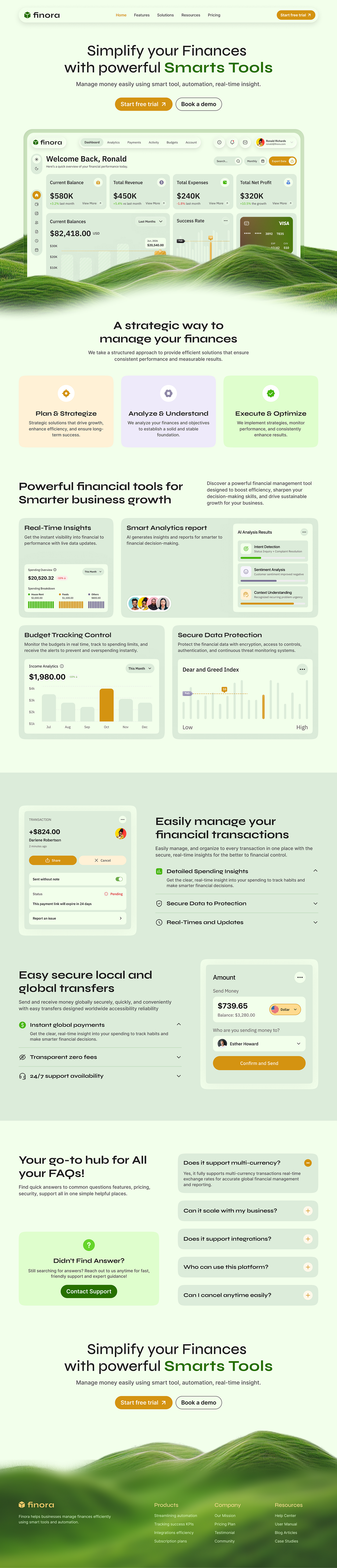 Finora — Finance SaaS Landing Page Image 0