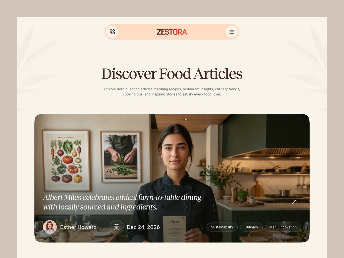 Restaurant Blog Page — Editorial Experience