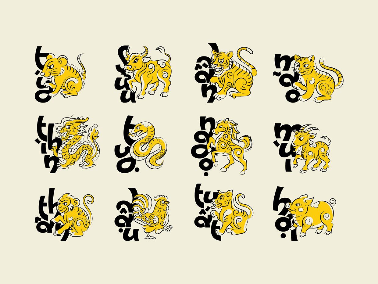 12 Zodiacs – Modern Folk Art Typography Collection Image 0