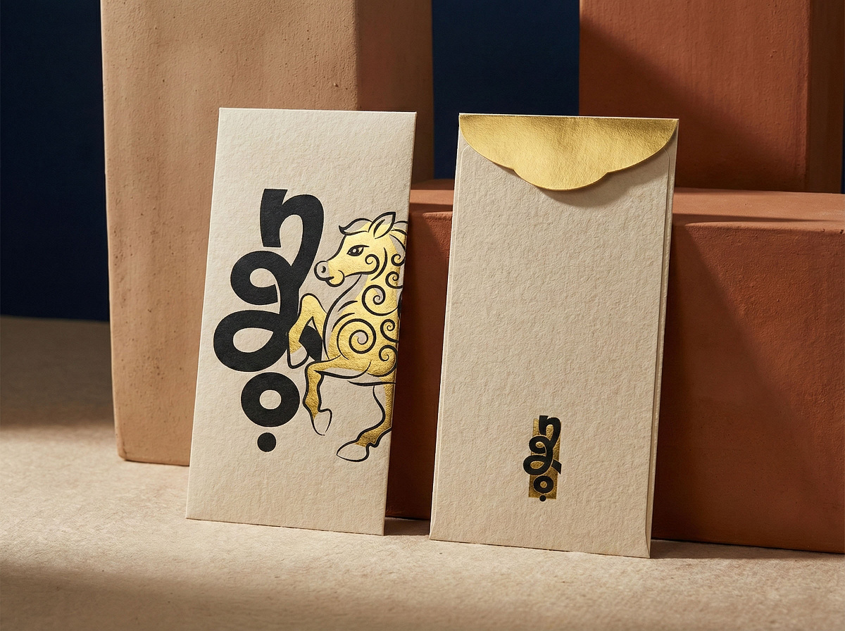 Lunar New Year Envelope — Gold Foil & Folk Art