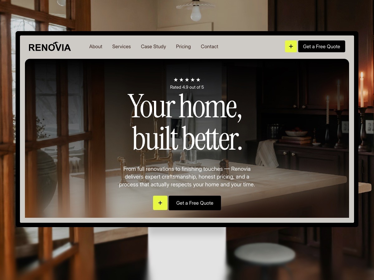 Renovia - Home Construction & Renovation Website Template for Framer