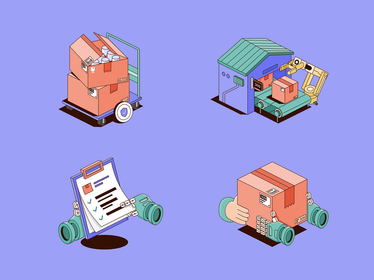 Shipping Process Isometric Illustrations