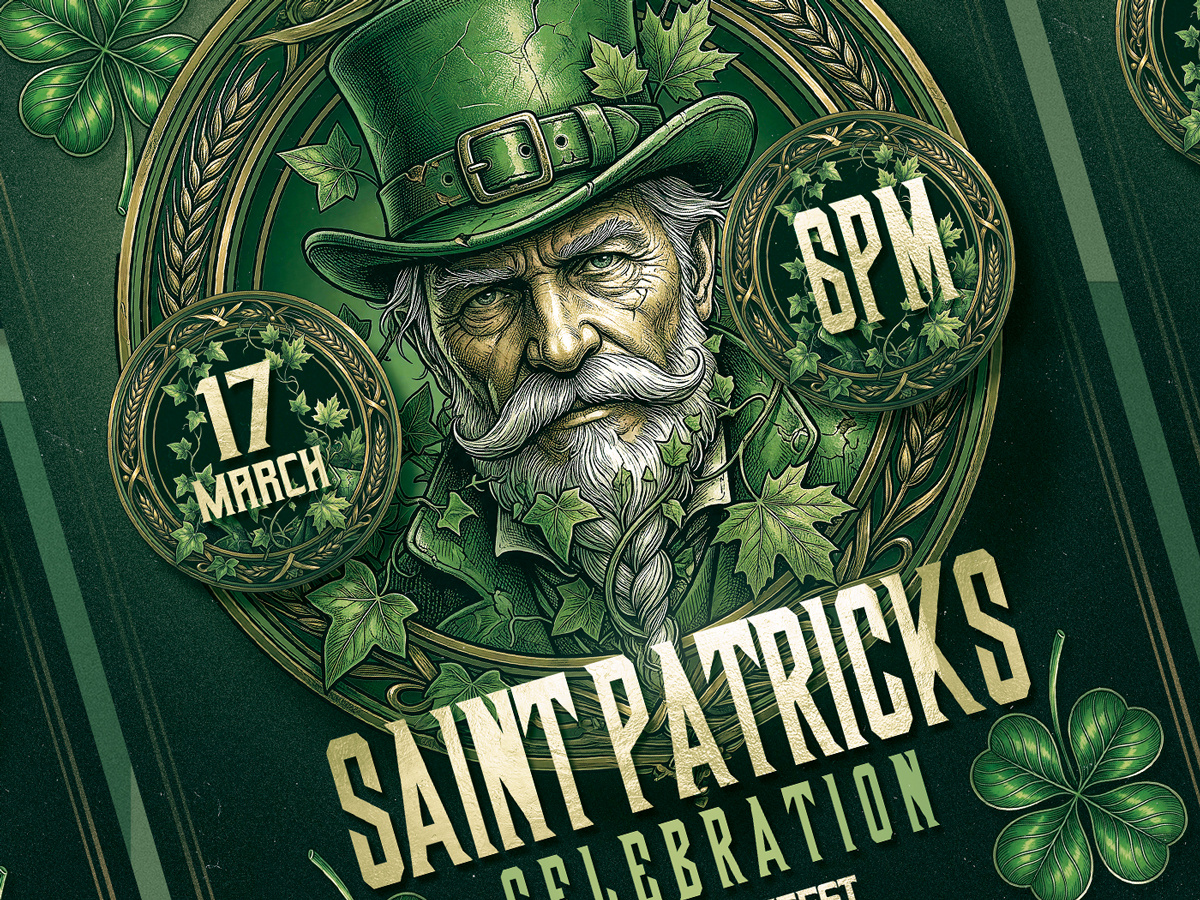 Vintage St. Paddy’s Day Flyer – PSD Template Image 0
